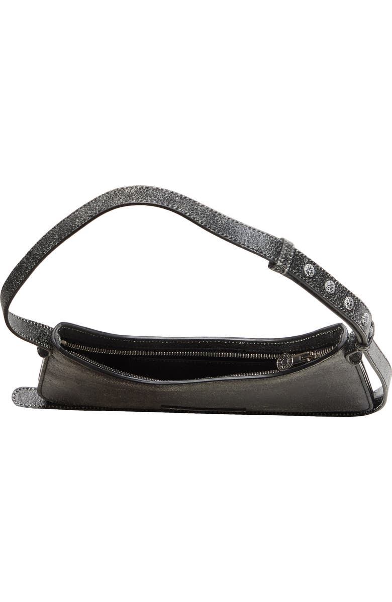 Acne Studios Mini Platt Crackle Leather Shoulder Bag, Alternate, color, Black