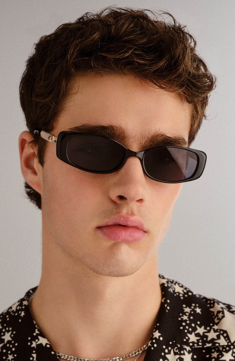 Le Specs Lil' Starlight 54mm Rectangular Sunglasses, Alternate, color, Black/Smoke Mono