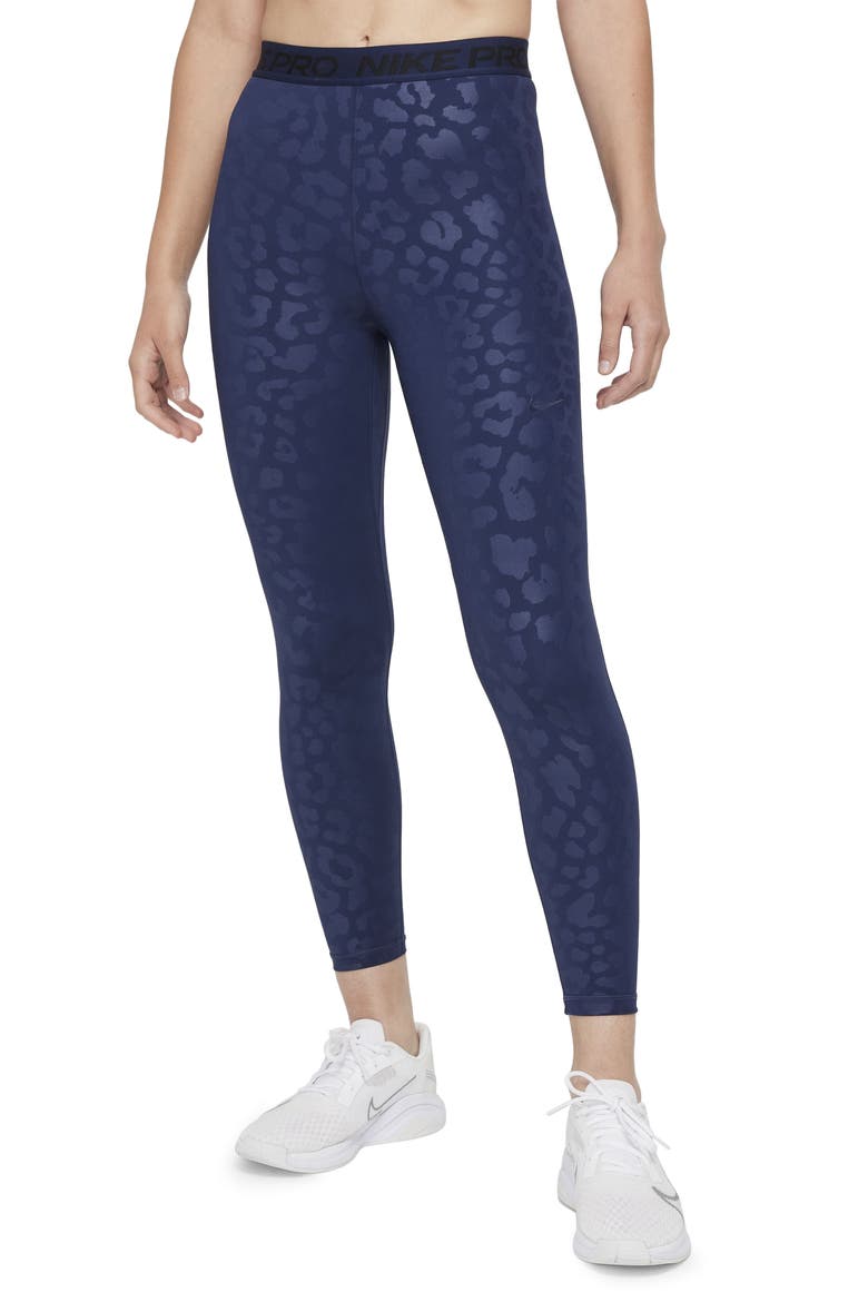Pro Dri-FIT 7/8 High Waist Leggings, Main, color, MIDNIGHT NAVY/ CLEAR