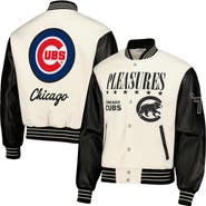 PLEASURES Men's PLEASURES White Chicago Cubs Full-Snap Varsity Jacket