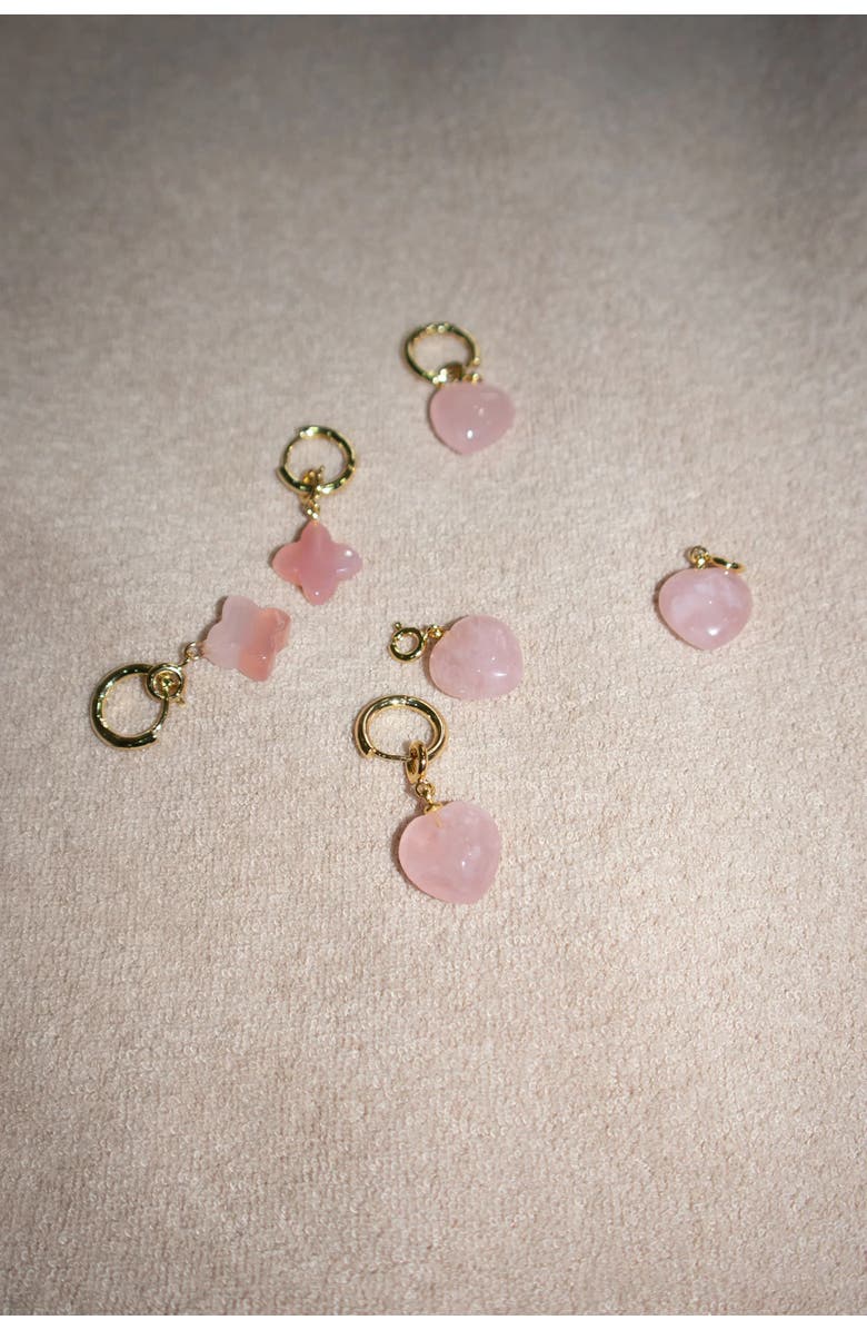 seree Heart Jade stone charm earrings, Alternate, color, Pink