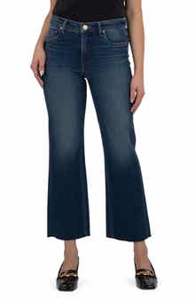 KUT from the Kloth Kelsey High Waist Raw Hem Ankle Kick Flare Jeans