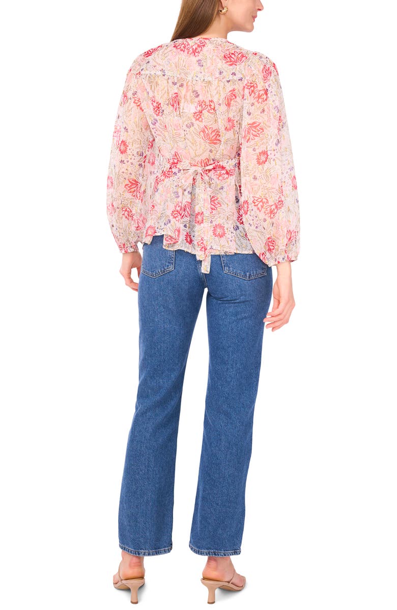 Two by Vince Camuto Floral Peasant Top, Alternate, color, Pink/ Almond