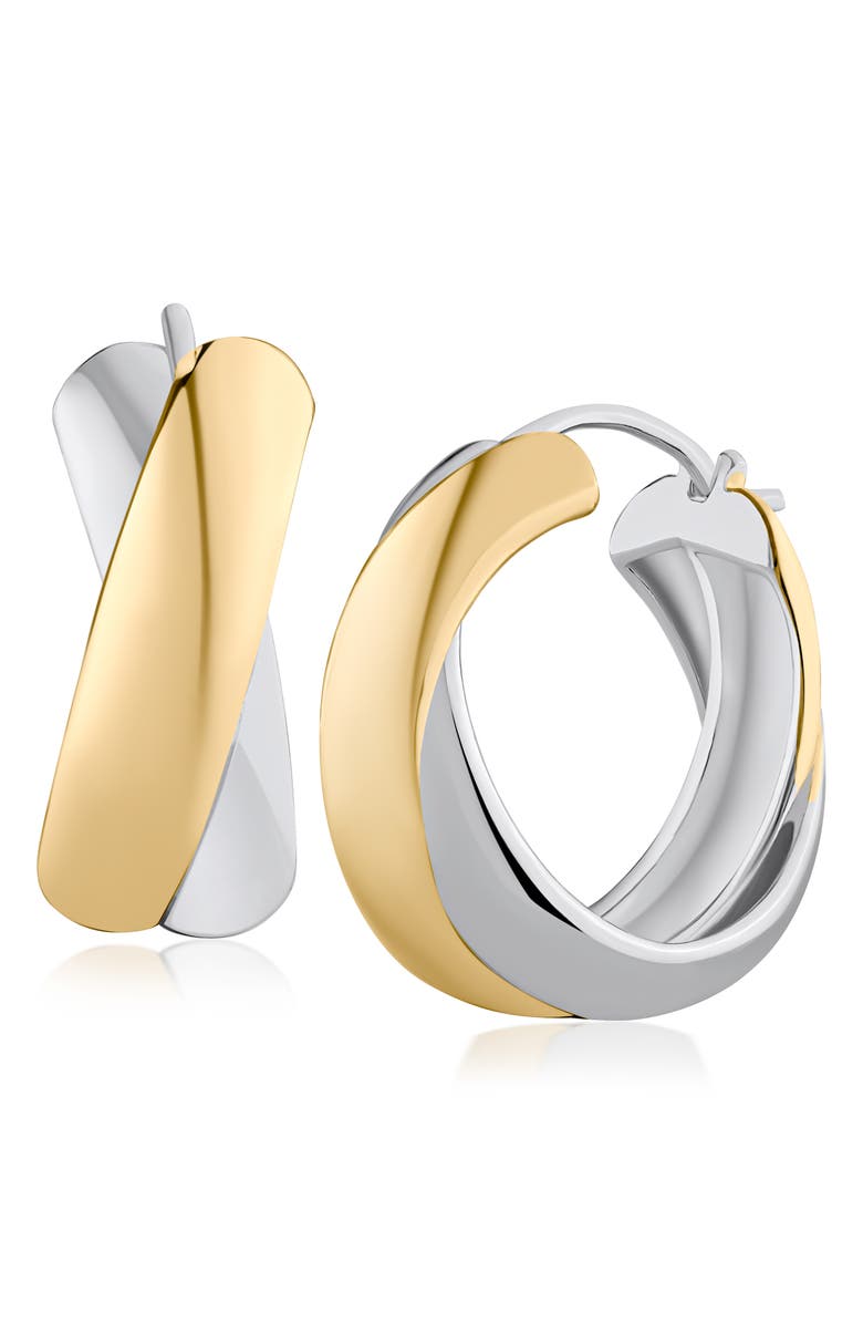 JARDIN Ribbon Two-Tone Crisscross Hoop Earrings, Main, color, Gold/ Silver