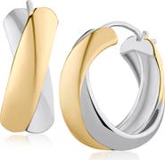 JARDIN Ribbon Two-Tone Crisscross Hoop Earrings