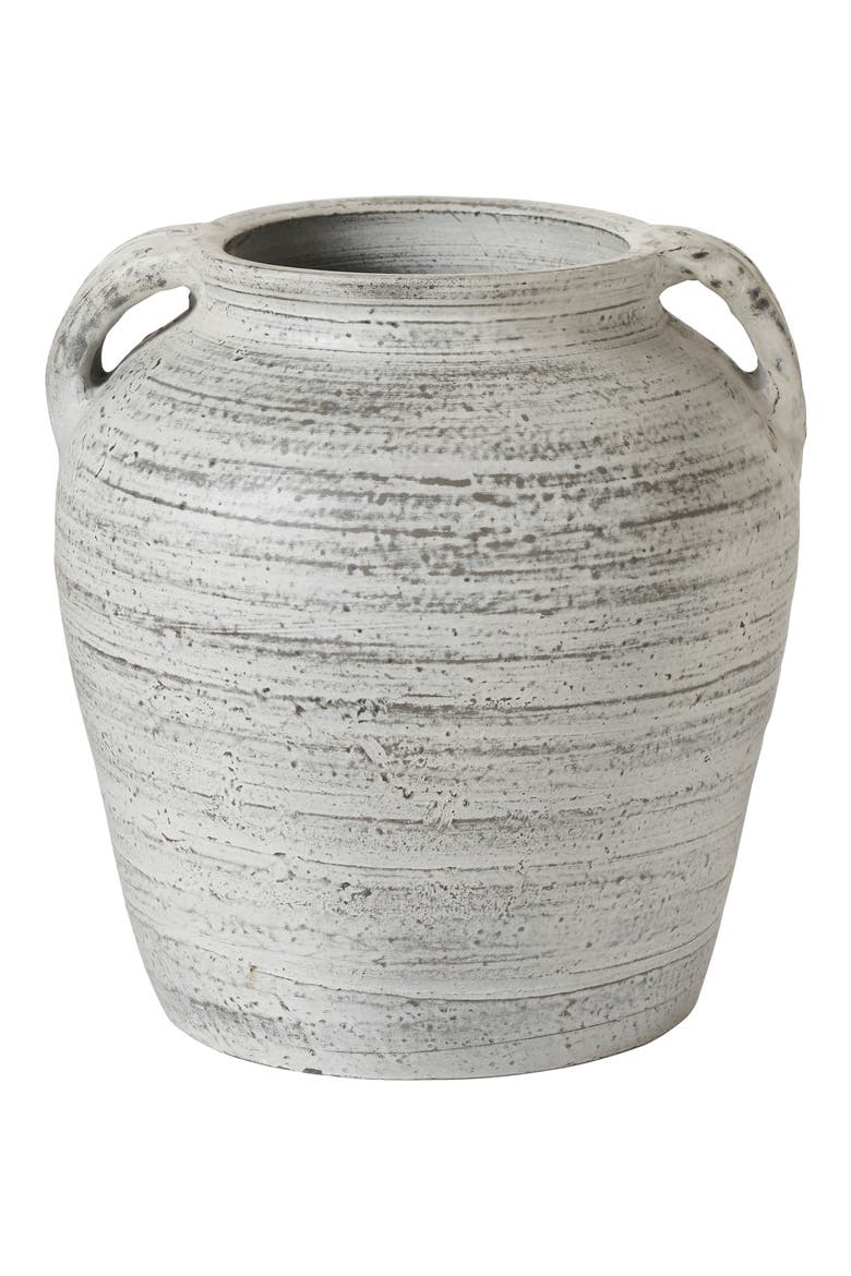 Clay Decorative Vase, Main, color, WHITE
