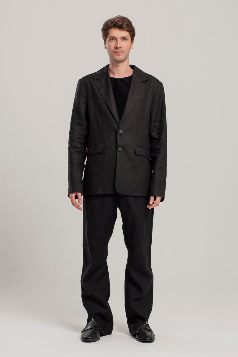 Daydreamers Linen Suit Blazer, Alternate, color, black