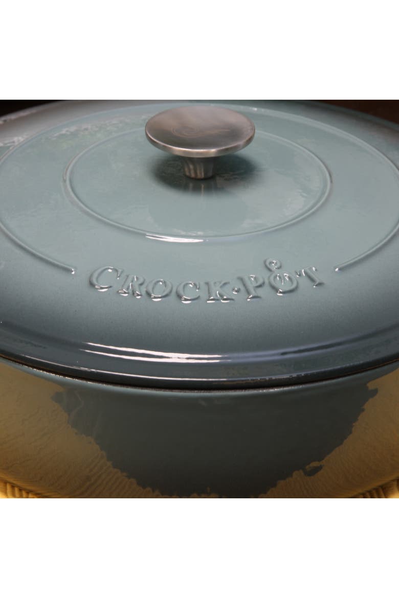 Enameled 5 Quart Cast Iron Round Braiser Pan with Self Basting Lid, Alternate, color, Grey