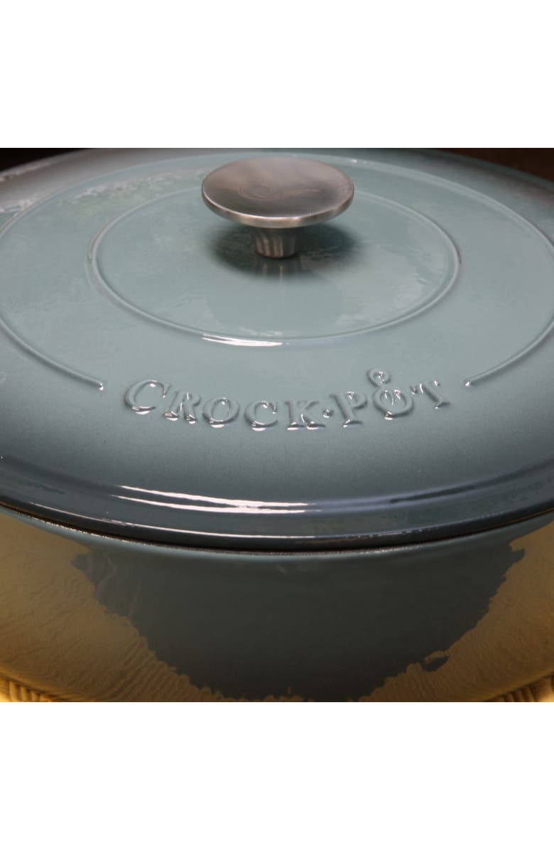 Crock-pot Enameled 5 Quart Cast Iron Round Braiser Pan with Self Basting Lid, Alternate, color, Grey