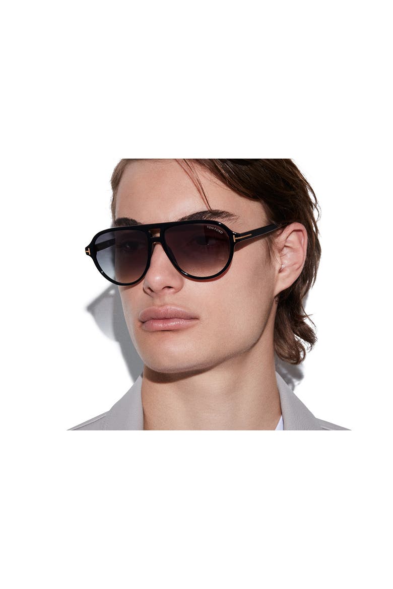 Jeffrey 59mm Gradient Pilot Sunglasses, Alternate, color, SHINY BLACK / GRADIENT SMOKE