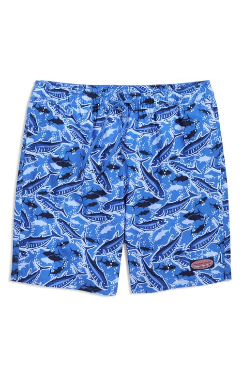 Vineyard Vines Chappy Lobster Print Regular Fit 7 Swim Trunks In Tide Blue Fishing