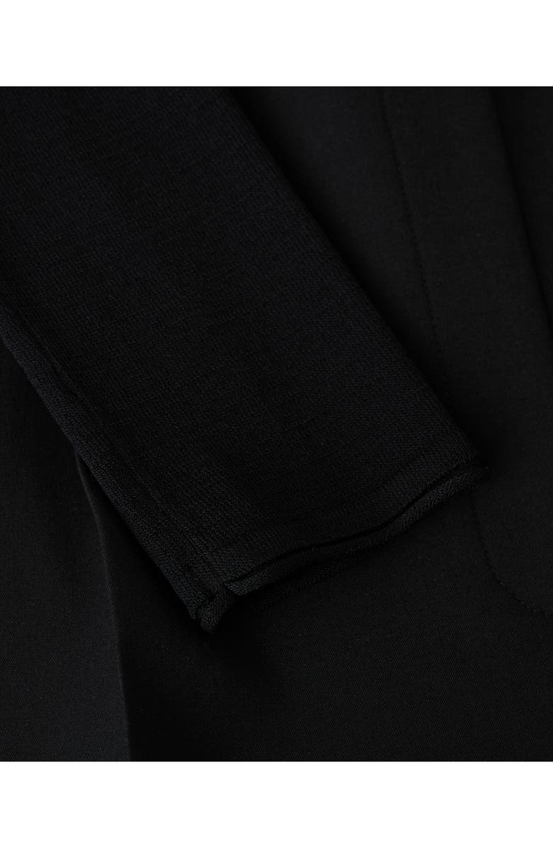 MANGO Long Sleeve Wide Leg Mixed Media Jumpsuit, Alternate, color, Black