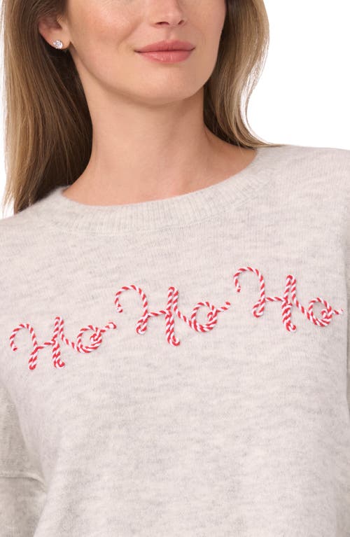 Cece Holiday Candy Cane Stitch Sweater In Silver