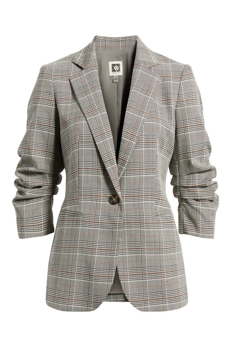 Windowpane Plaid Scrunch Sleeve Jacket, Alternate, color, ANNE BLACK MULTI
