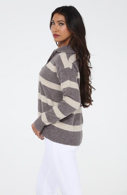Rain And Rose Stripe Knit Polo Sweater In Multi