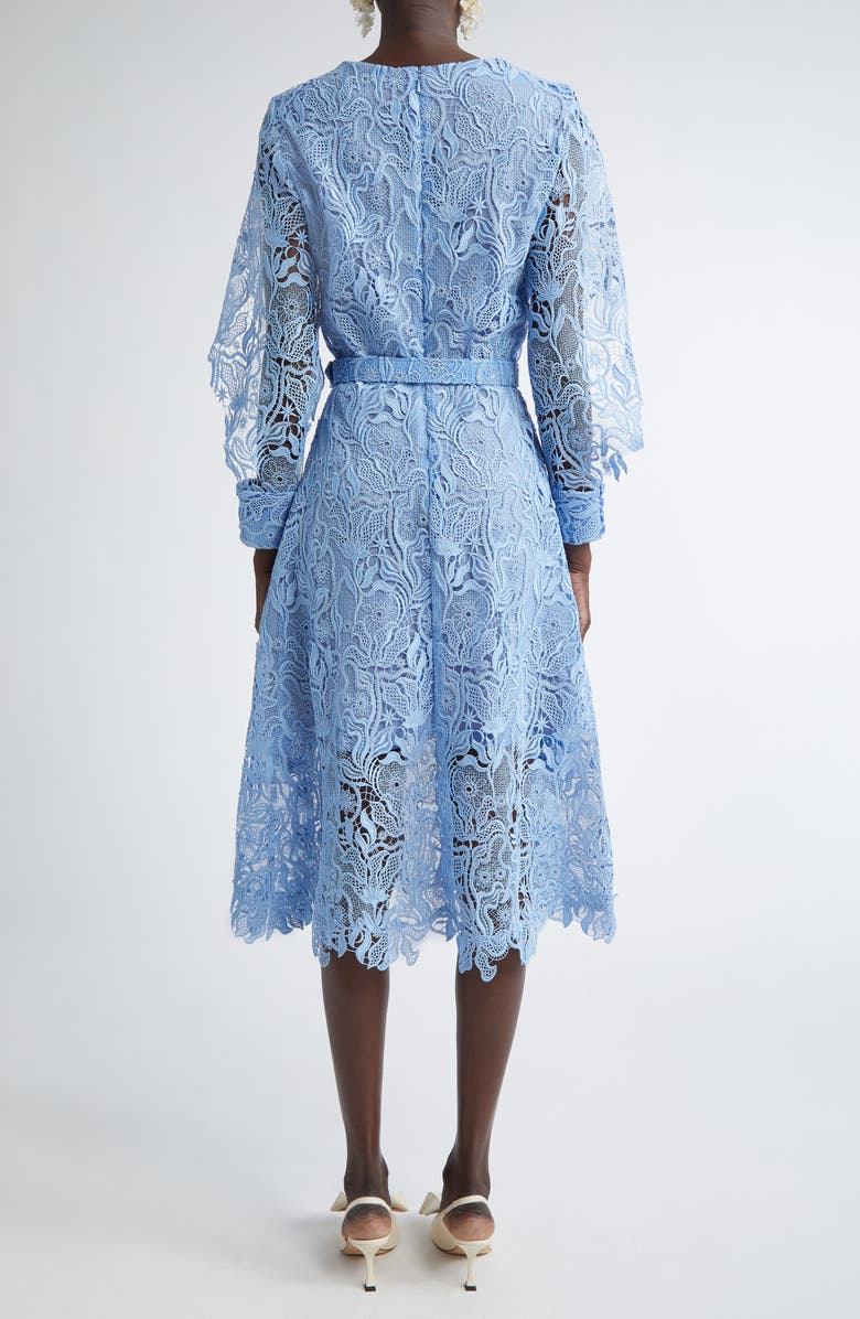 Oscar de la Renta Long Sleeve Bellflower Guipure Lace Dress, Alternate, color, 
