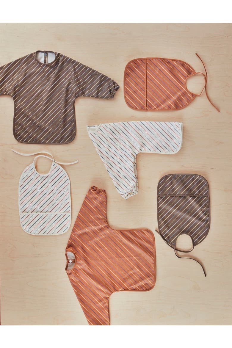 Striped Cape Bib, Alternate, color, Light Rubber/Coral