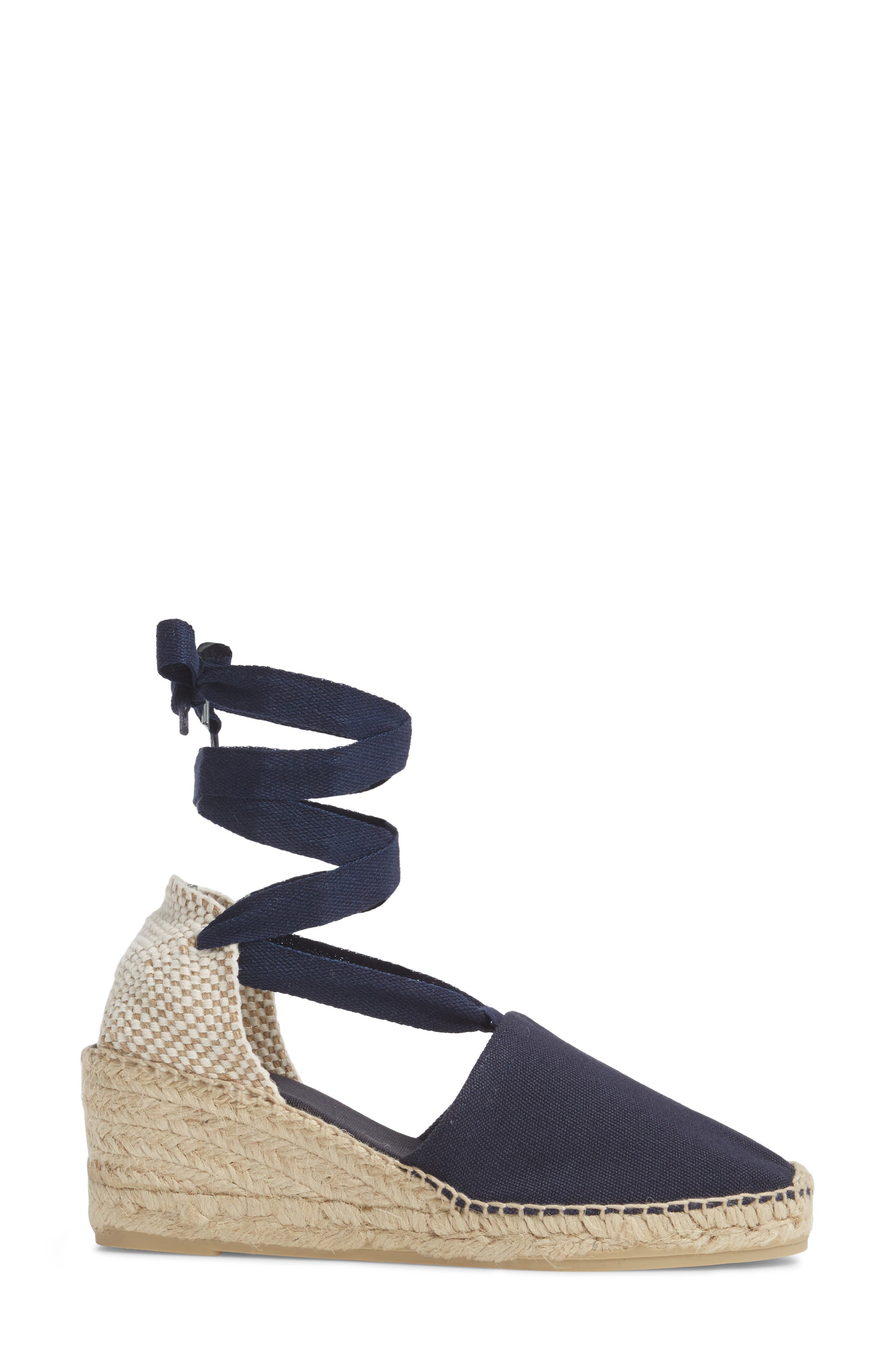Valencia Wraparound Espadrille Wedge, Alternate, color, NAVY FABRIC