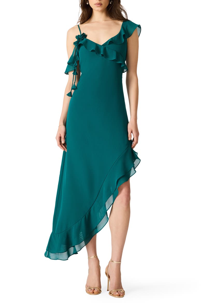 Annabella Ruffled Asymmetric Dress, Main, color, TURKISH SEA