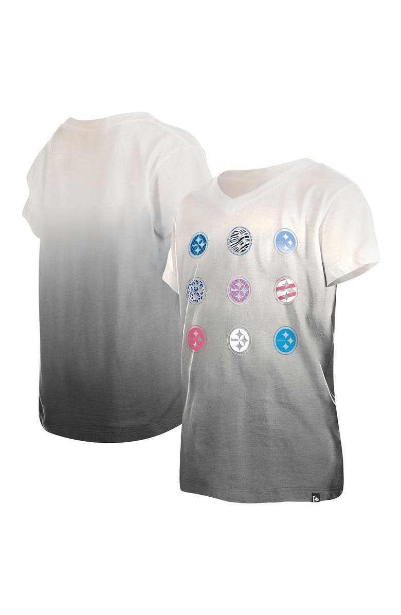 New Era Youth New Era Black Pittsburgh Steelers Multi Logo Ombre V-Neck T-Shirt, Main, color, Black