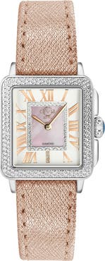 GV2 Womens Padova Swiss Diamond Rectangle Leather Watch, 28.5mm - 0.014 ctw