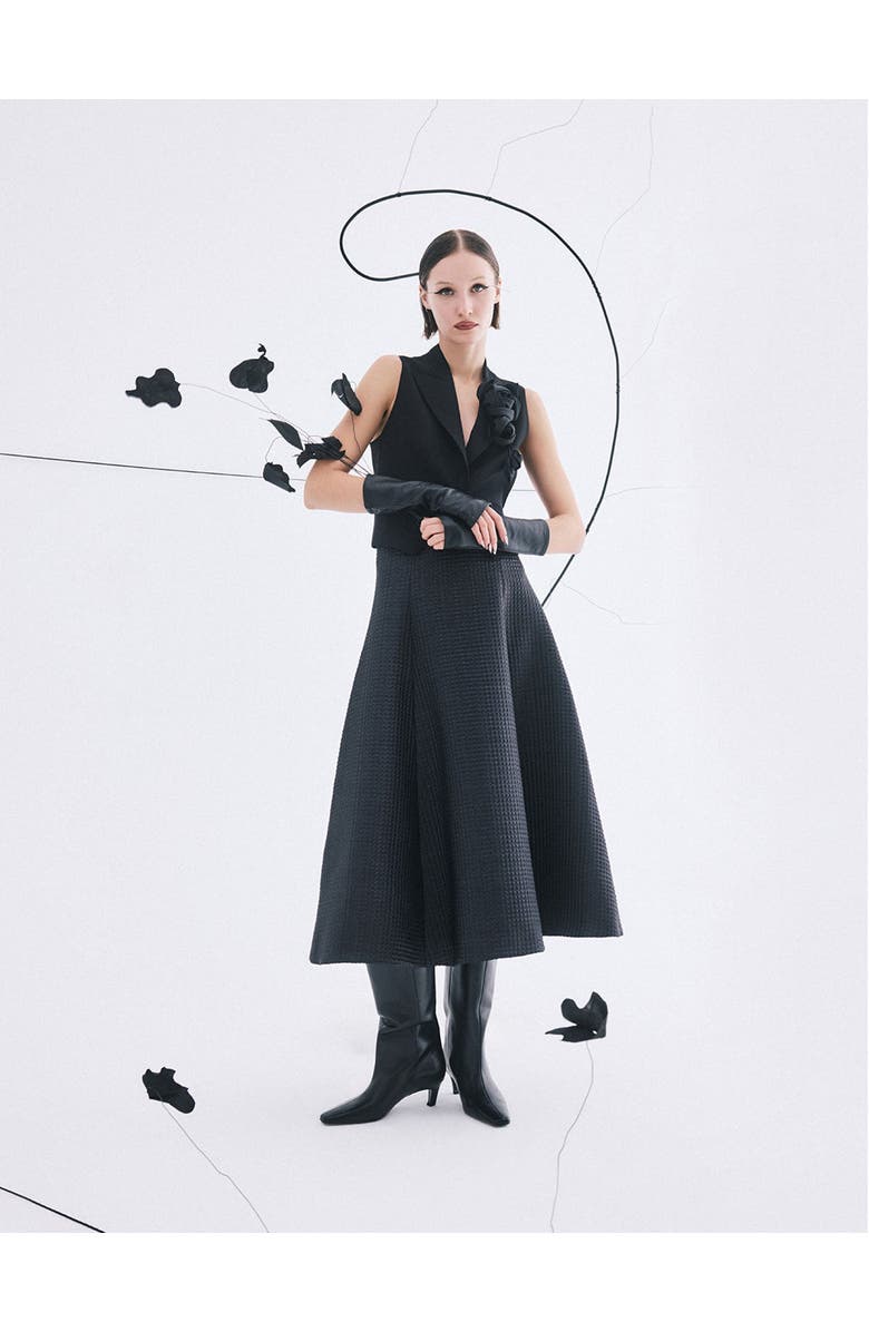 THEO The Label Cleo Jacquard Fluted Midi Skirt, Alternate, color,