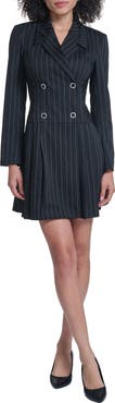 KARL LAGERFELD PARIS Pinstripe Long Sleeve Blazer Minidress