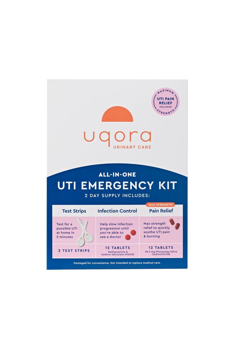 UTI Test Strip Kit with 12 UTI Pain Relief Tablets and 12 Urinary Tract Support Tablets, Main, color, None
