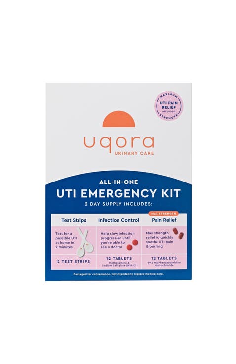 UTI Test Strip Kit with 12 UTI Pain Relief Tablets and 12 Urinary Tract Support Tablets