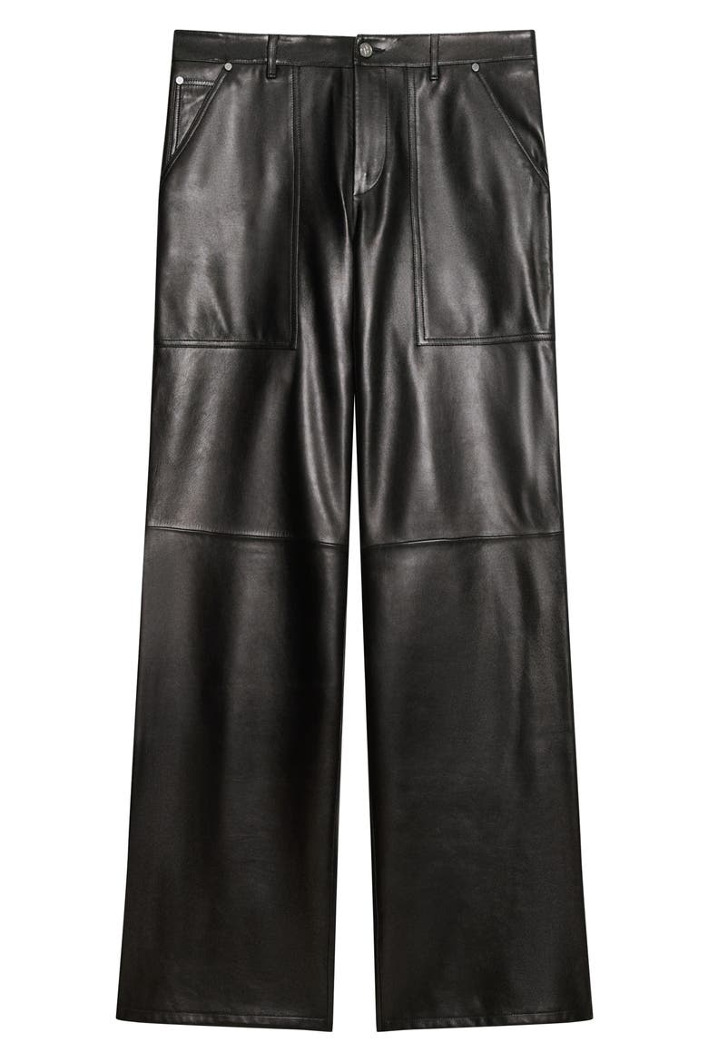 Bonde Leather Utility Pants, Alternate, color, BLACK/ BLACK