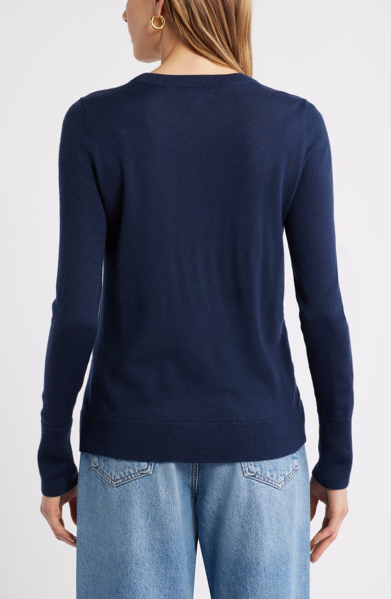 Caslon<sup>®</sup> Merino Wool Blend Crewneck Sweater, Alternate, color, Navy Still