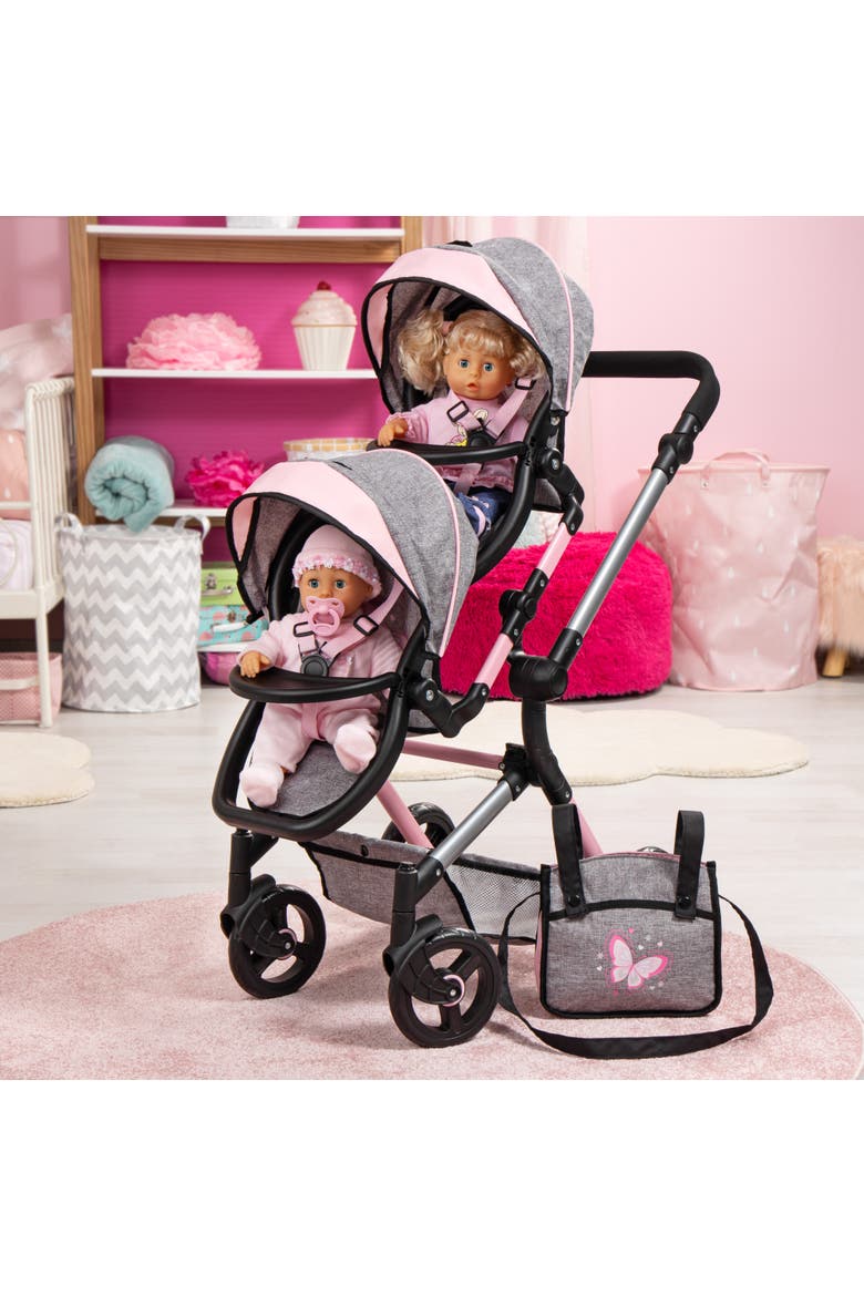Twin Doll Pram Neo, Up to 18 Inch Dolls, Alternate, color, Pink