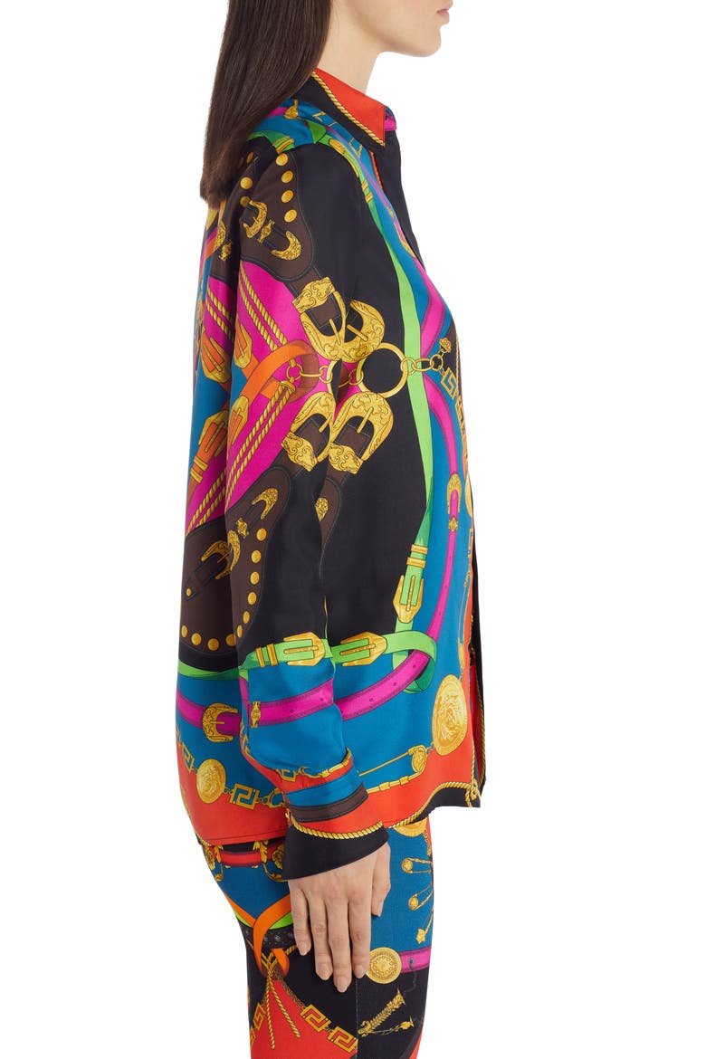 Barocco Rodeo Print Silk Shirt, Alternate, color, MULTI