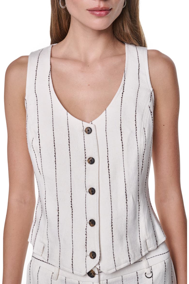 Stripe Linen Blend Vest, Alternate, color, COCONUT/ TOBACCO