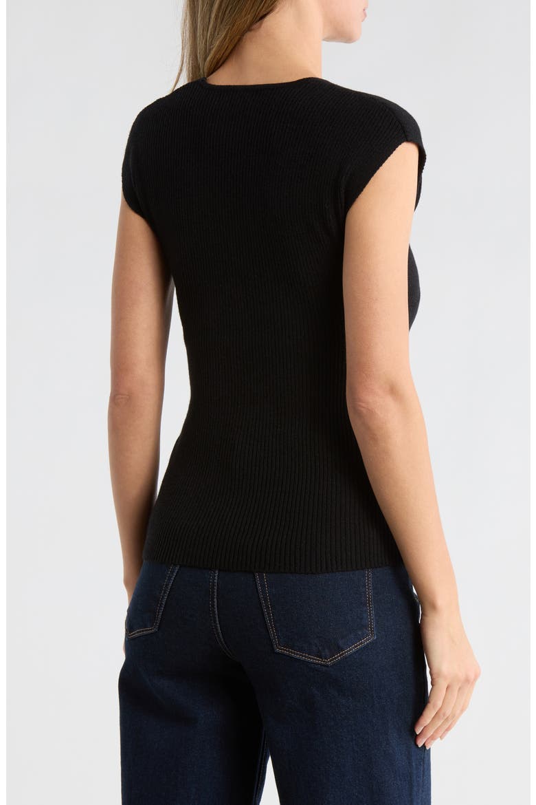 Cap Sleeve Wrap Sweater, Alternate, color, BLACK