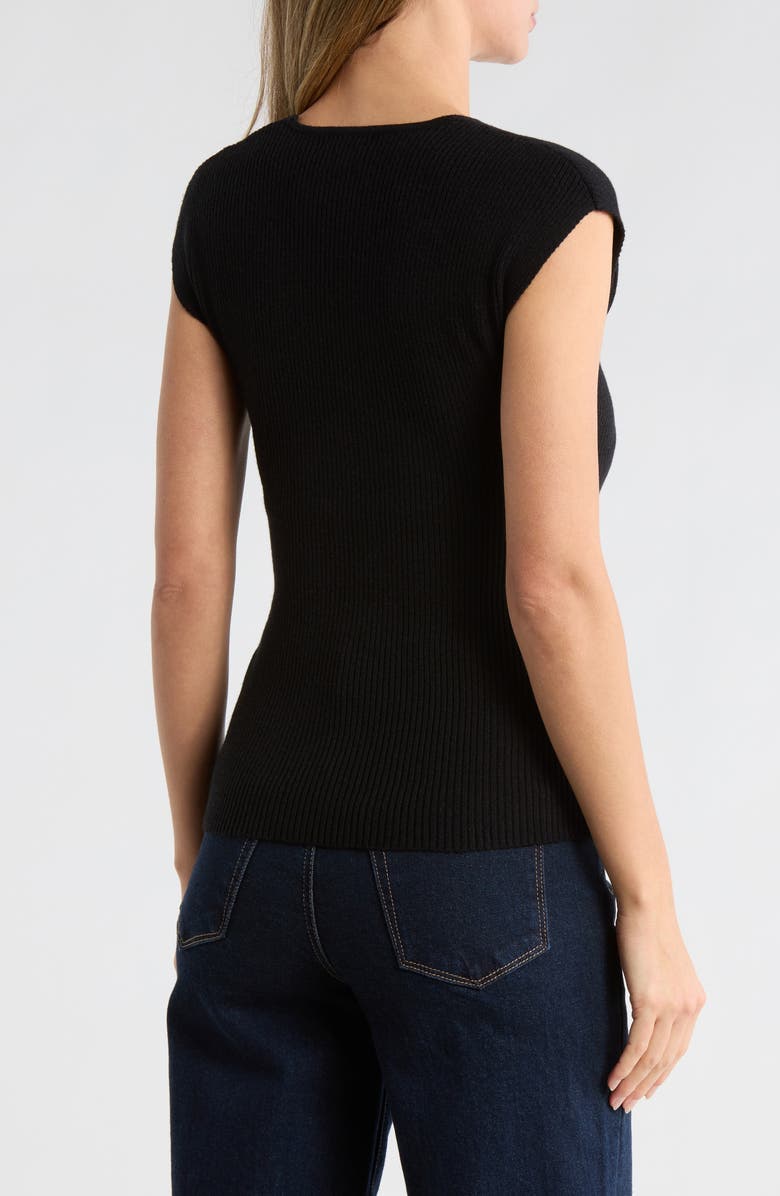 MAX STUDIO Cap Sleeve Wrap Sweater, Alternate, color, Black