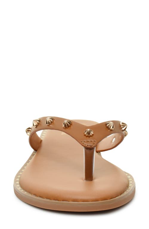 Nicole Miller Studded Thong Sandal In Tan