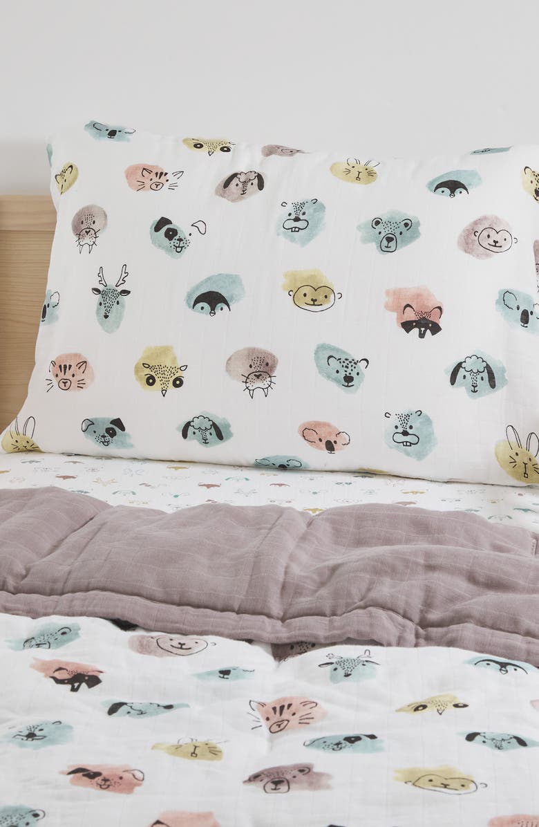 little unicorn Toddler Cotton Muslin Bedding Set, Alternate, color, Colorful Critters