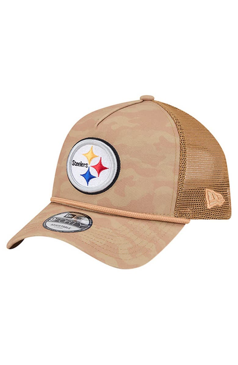 New Era Men's New Era Tan Pittsburgh Steelers Wheat Camo 9FORTY Adjustable Hat, Main, color, Tan