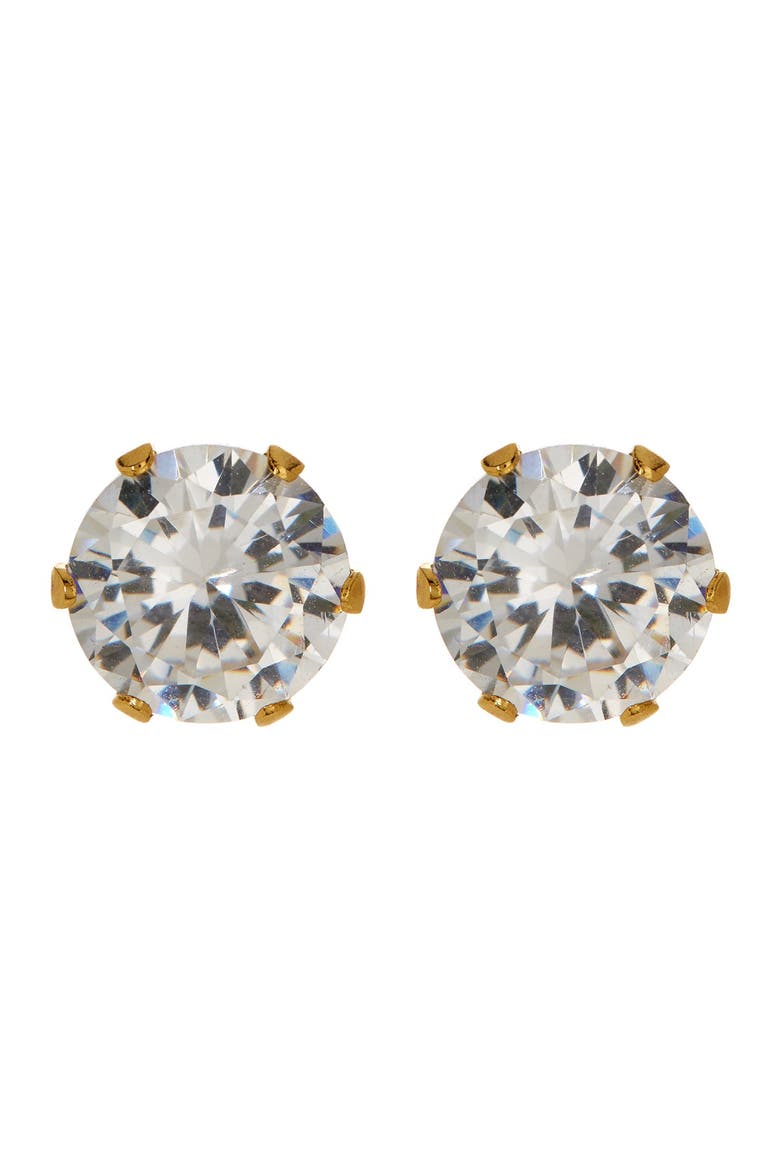 Round Simulated Diamond Stud Earrings, Main, color, no color