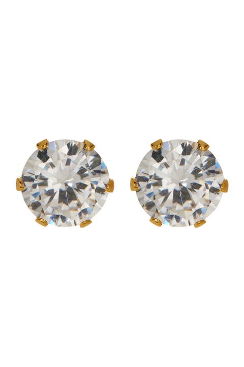 Round Simulated Diamond Stud Earrings