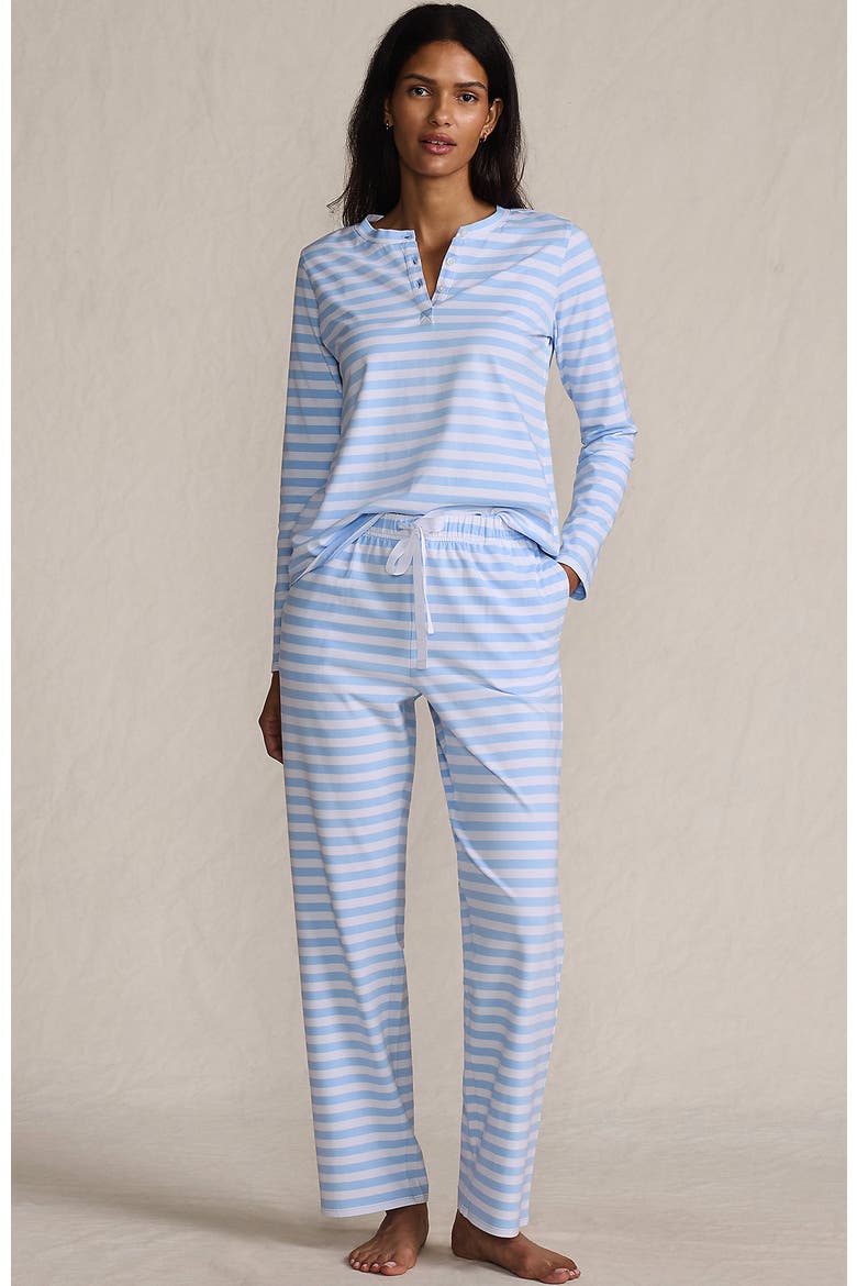 Knit 2 Piece Pajama Set - Long Sleeve Top and Pants, Main, color, Clear Blue Sky Even Stripe