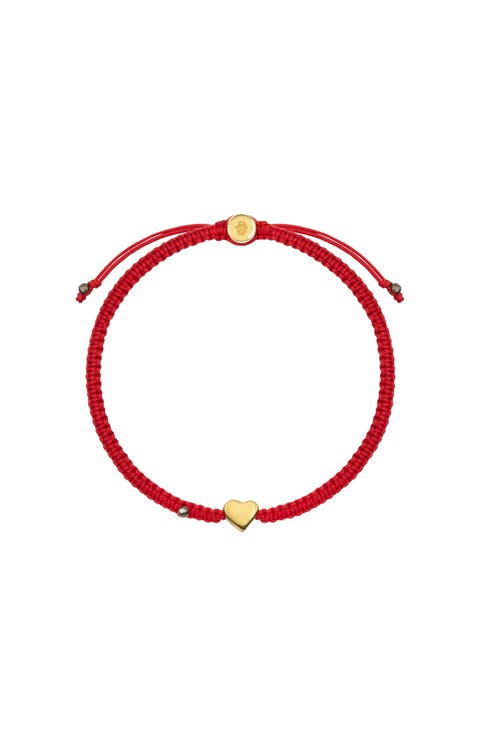 Enchanting Love - Red String Gold Heart Charm Bracelet