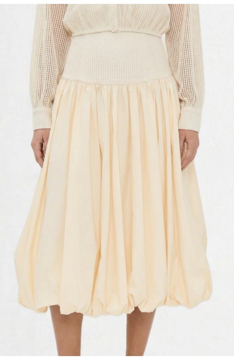 Elexiay Kemi Ivory Crochet Waist Bubble Hem Cotton Skirt, Alternate, color, Oatmeal