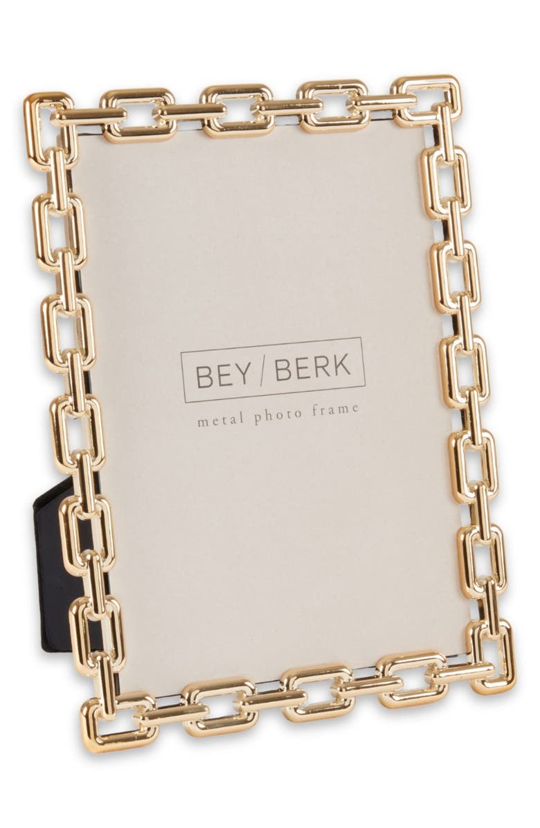 Bey-Berk Link Picture Frame, Main, color, Gold
