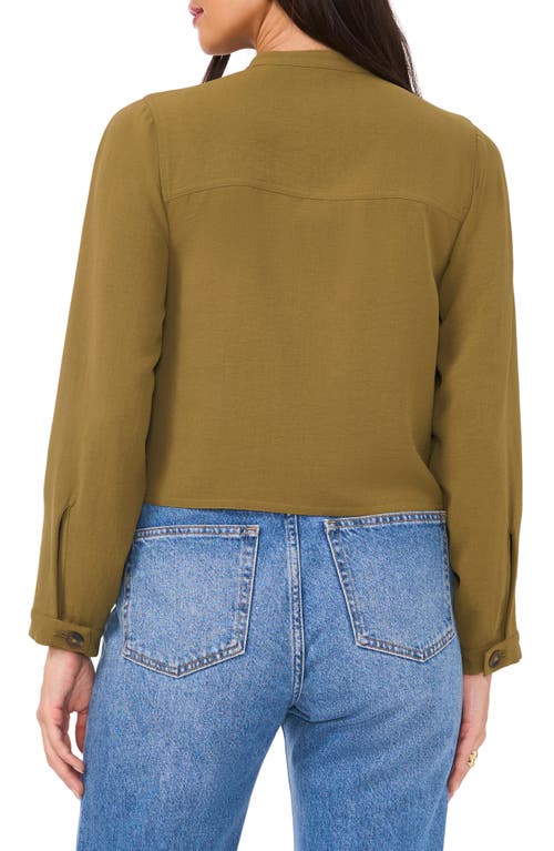 Shop Vince Camuto Convertible Double Breasted Crinkle Twill Jacket In Burnt Olive