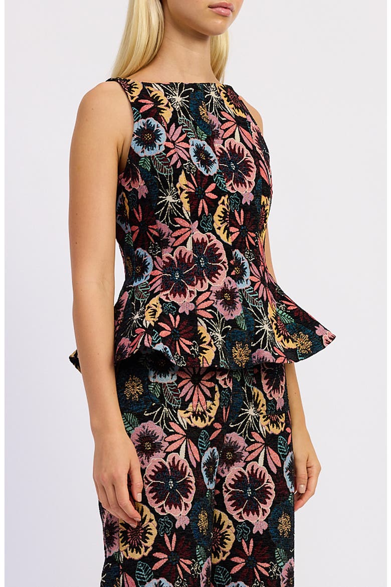 Zoya Floral Peplum Top, Alternate, color, BLACK MULTI FLORAL