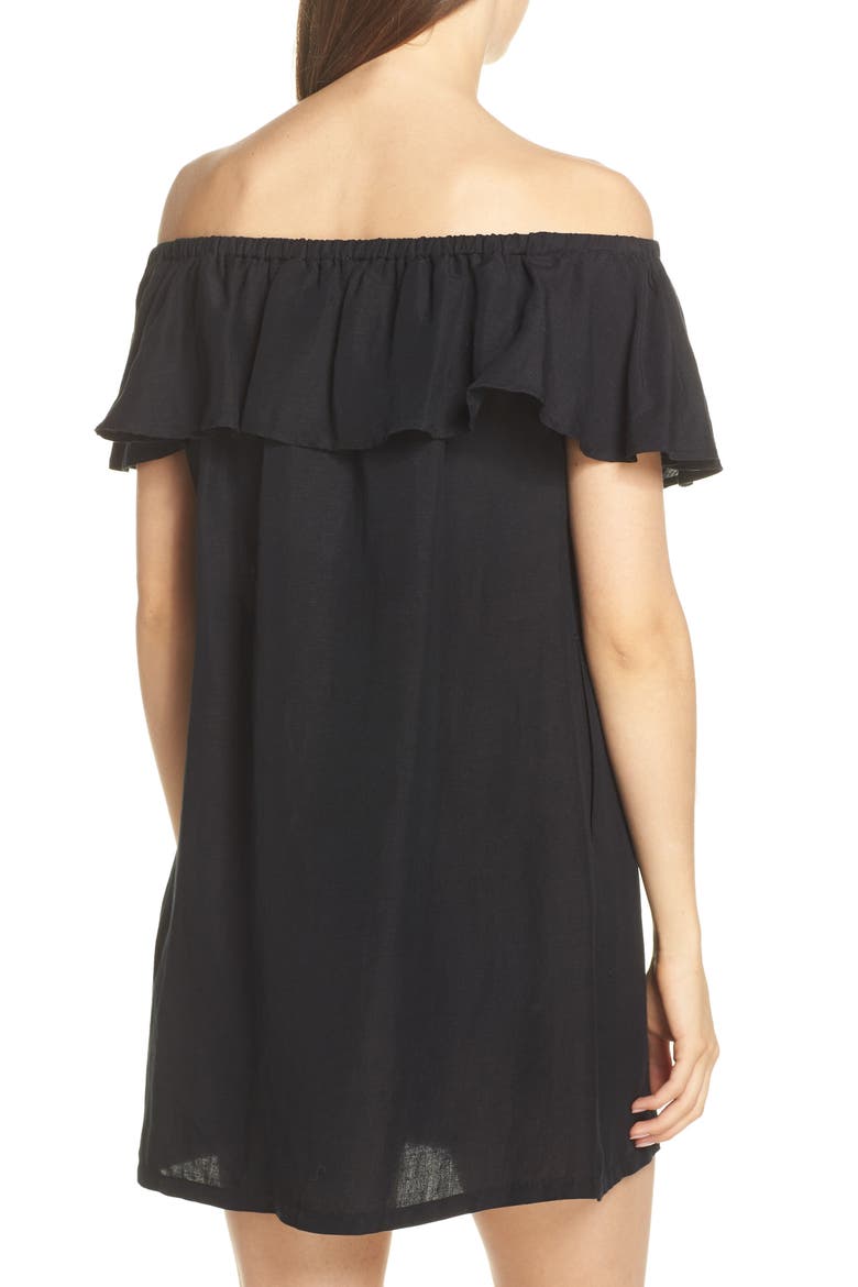 Off the Shoulder Cover-Up Dress, Alternate, color, BLACK