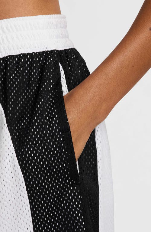 Nike Essential Dri-fit Mesh Basketball Shorts In White/black/white