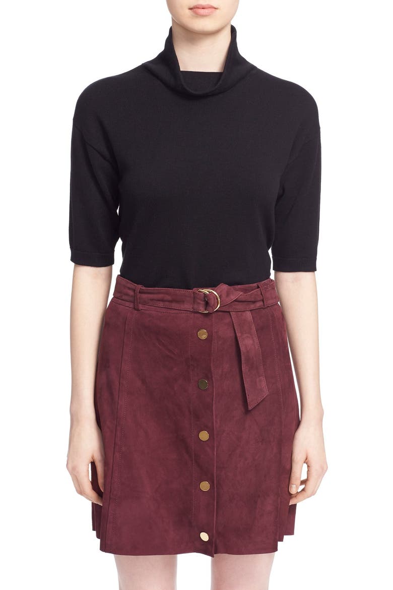 cotton blend mock neck sweater, Main, color, BLACK
